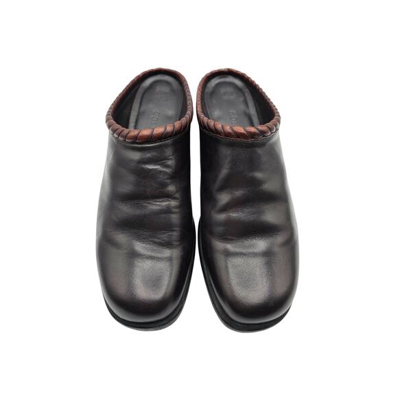 Cole Haan Studio Black Leather Brown Woven Collar Mule Sz 7.5N Braided - Picture 8 of 8